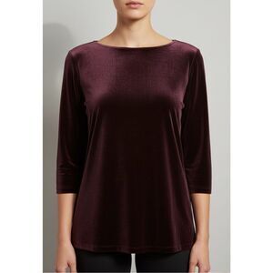 New!  R & M Richards Velour Tunic Burgundy Plus Sz. 16W Pullover Holidays Party